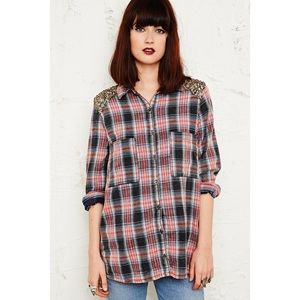 Free People Sequin Flannel Shirt